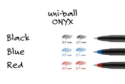uni-ball® Onyx® Rollerball Pens, Fine Point, 0.7 mm, Black Barrel, Red Ink, Pack Of 12