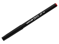 uni-ball® Onyx® Rollerball Pens, Fine Point, 0.7 mm, Black Barrel, Red Ink, Pack Of 12