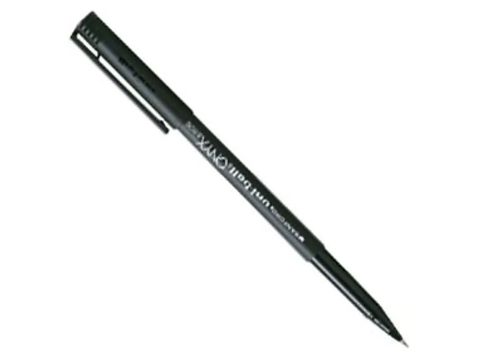 uni-ball® Onyx® Rollerball Pens, Fine Point, 0.7 mm, Black Barrel, Black Ink, Pack Of 12