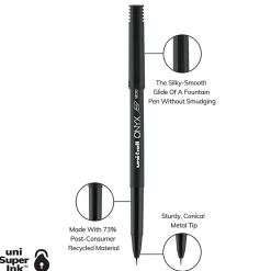 uni-ball® Onyx® Rollerball Pens, Micro Point, 0.5 mm, Black Barrel, Black Ink, Pack Of 12