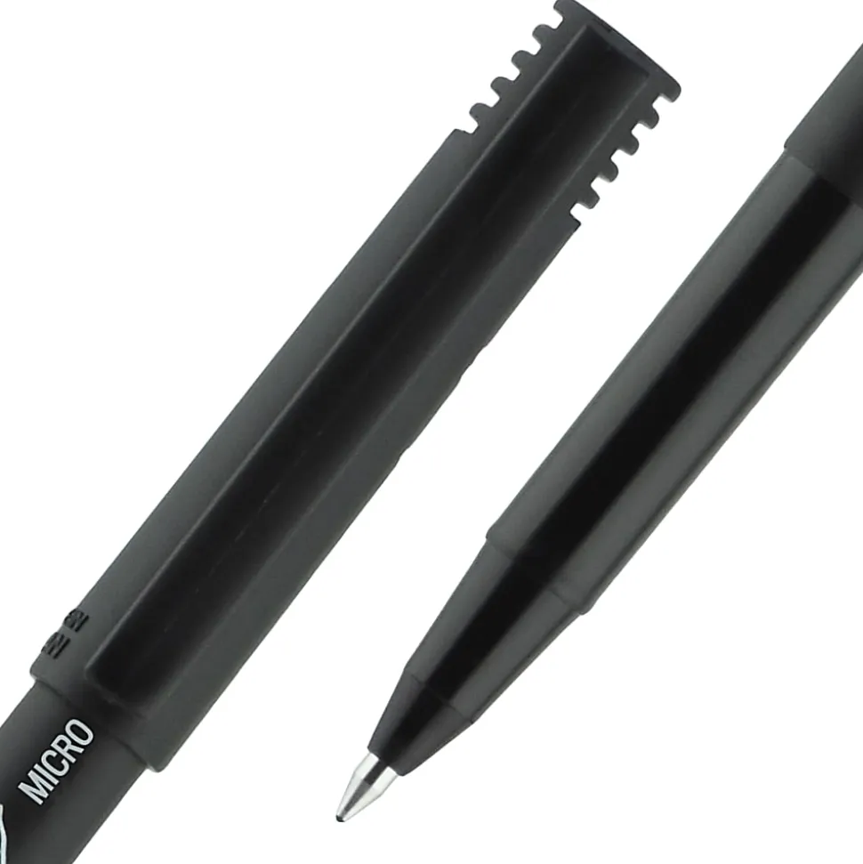 uni-ball® Onyx® Rollerball Pens, Micro Point, 0.5 mm, Black Barrel, Black Ink, Pack Of 12