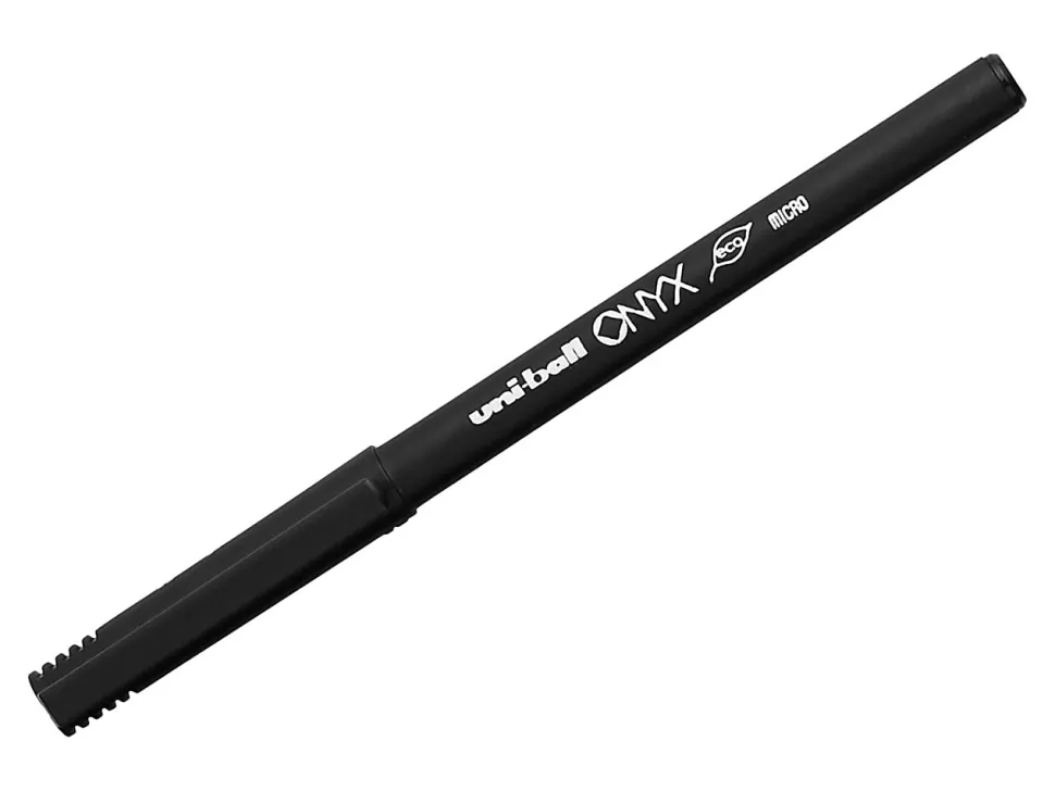 uni-ball® Onyx® Rollerball Pens, Micro Point, 0.5 mm, Black Barrel, Black Ink, Pack Of 12