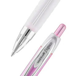 uni-ball® 207™ Pink Ribbon Retractable Fraud Prevention Gel Pens, Medium Point, 0.7 mm, Pink Barrels, Black Ink, Pack Of 12