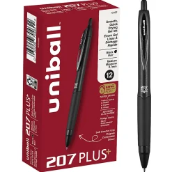 uniball™ 207 Plus+ Gel Pen - Medium Pen Point - 0.7 mm Pen Point Size - Retractable - Black Gel-based, Nanofiber Ink Ink - 70462