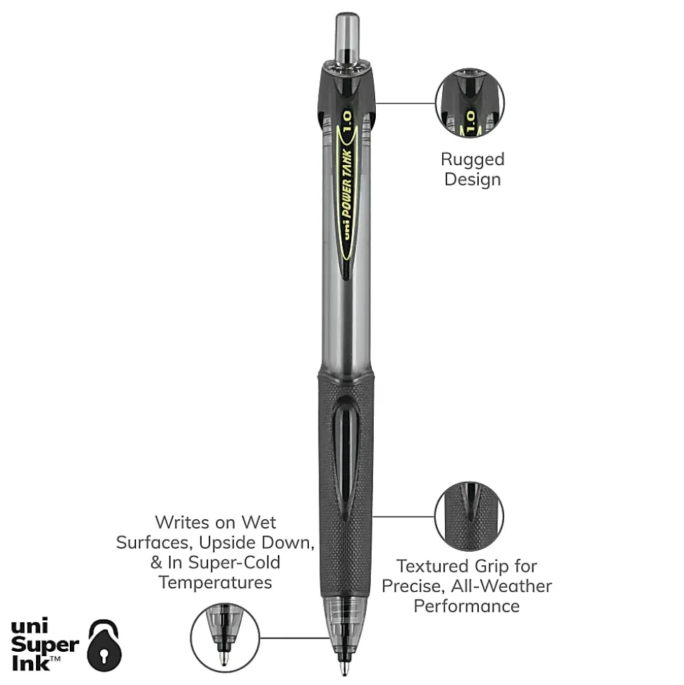 uni-ball® Power Tank™ Ballpoint Pen Refill, 1.0 mm, Black, Pack Of 2