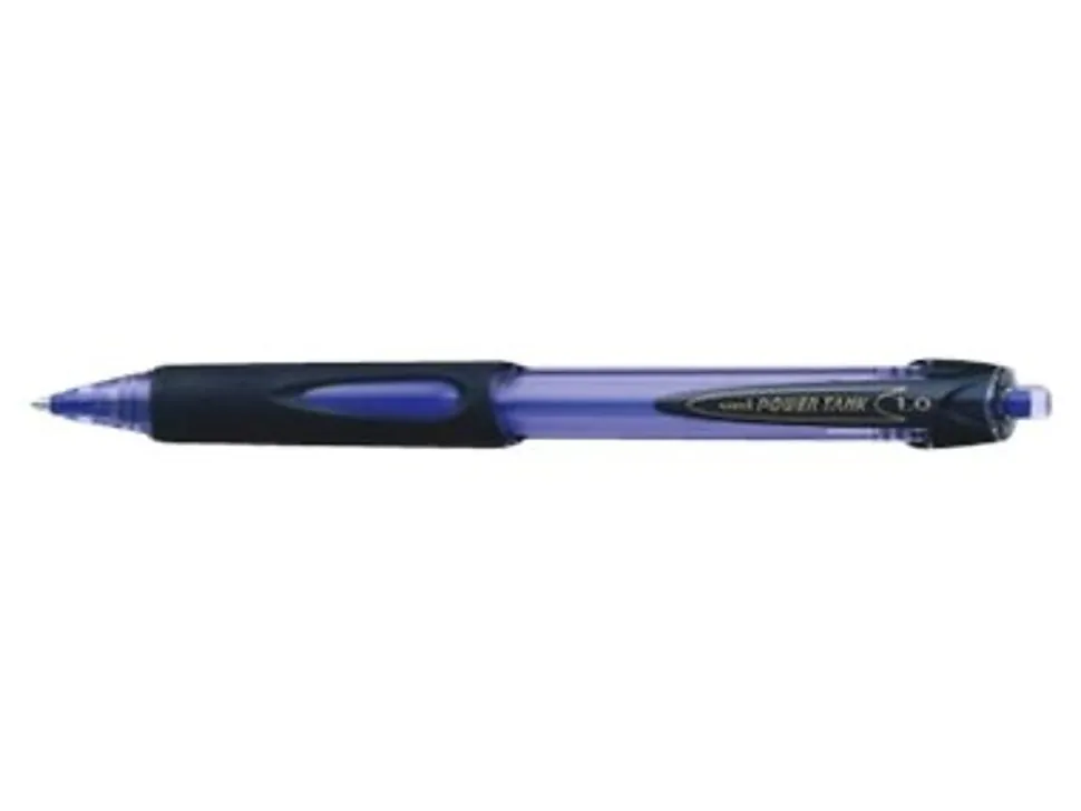 uni-ball® Power Tank Retractable Ballpoint Pens, 1.0 mm, Blue Barrel, Blue Ink, Pack Of 12 Pens