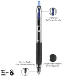 uni-ball® 207 Retractable Fraud Prevention Gel Pens, Medium Point, 0.7 mm, Black Barrel, Blue Ink, Pack Of 36