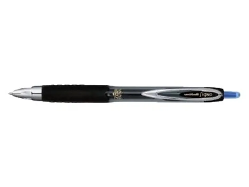 uni-ball® 207™ Retractable Fraud Prevention Gel Pens, Micro Point, 0.5 mm, Black Barrels, Black Ink, Pack Of 12