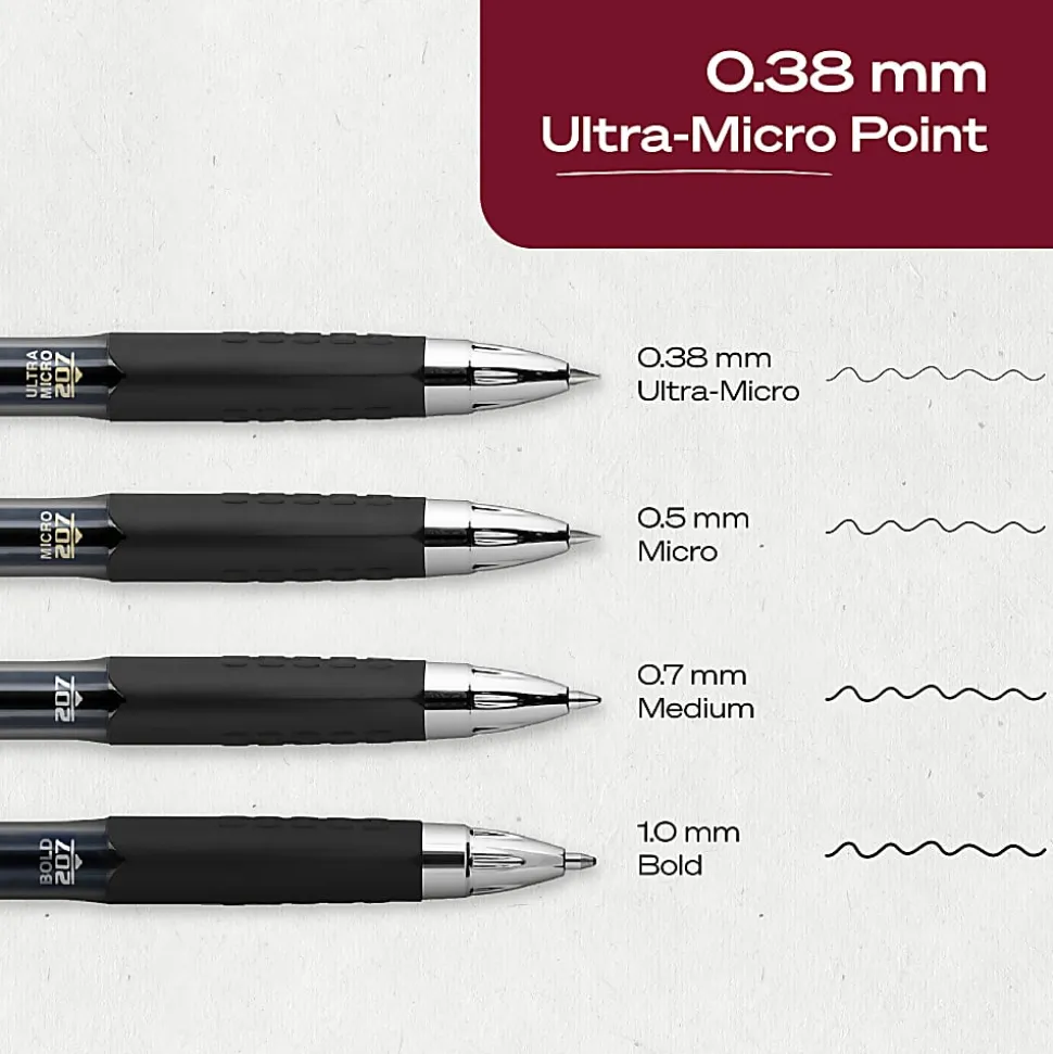 uniball™ 207 Retractable Gel Pens, 0.38mm Ultra Micro Point, Blue Ink, 12 Count