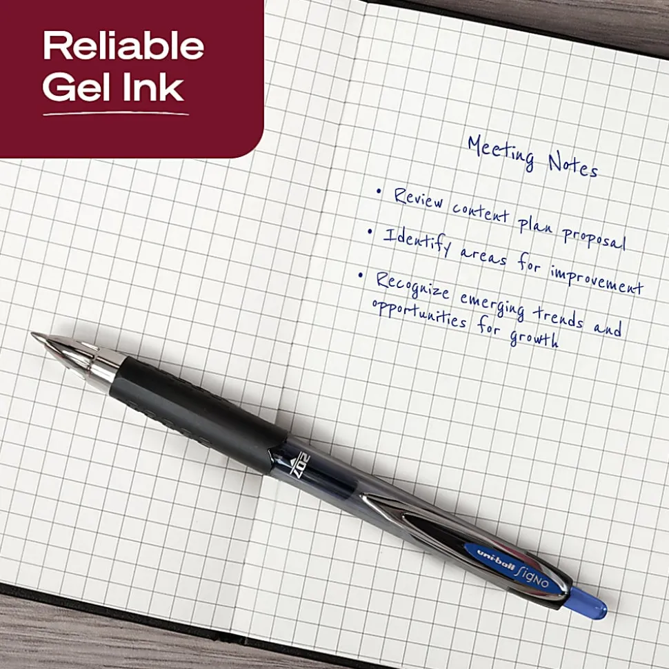 uniball™ 207 Retractable Gel Pens, 0.7mm Medium Point, Blue Ink, 4 Count