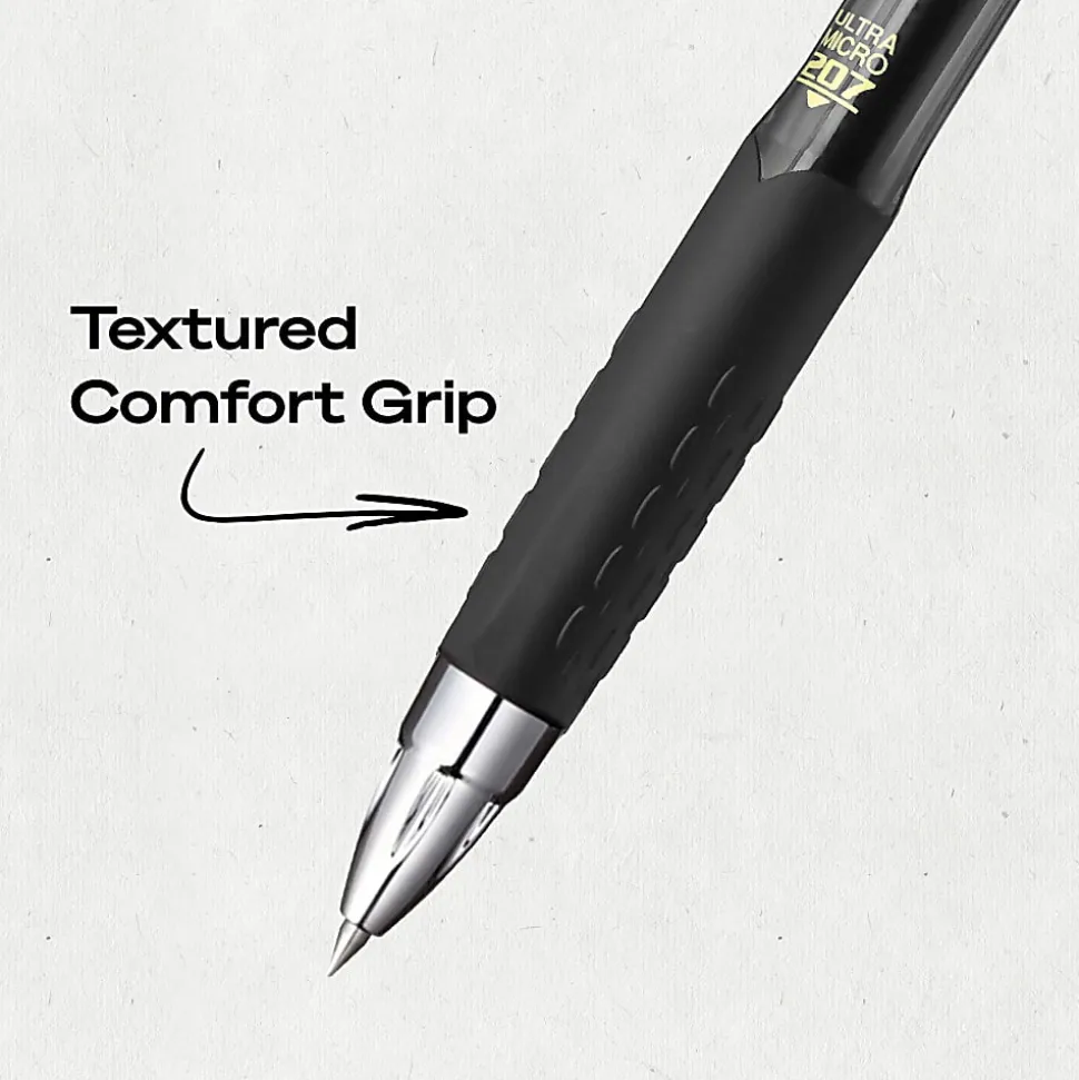 uniball™ 207 Retractable Gel Pens, 0.38mm Ultra Micro Point, Black Ink, 4 Count