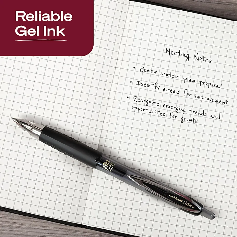 uniball™ 207 Retractable Gel Pens, 0.38mm Ultra Micro Point, Black Ink, 4 Count
