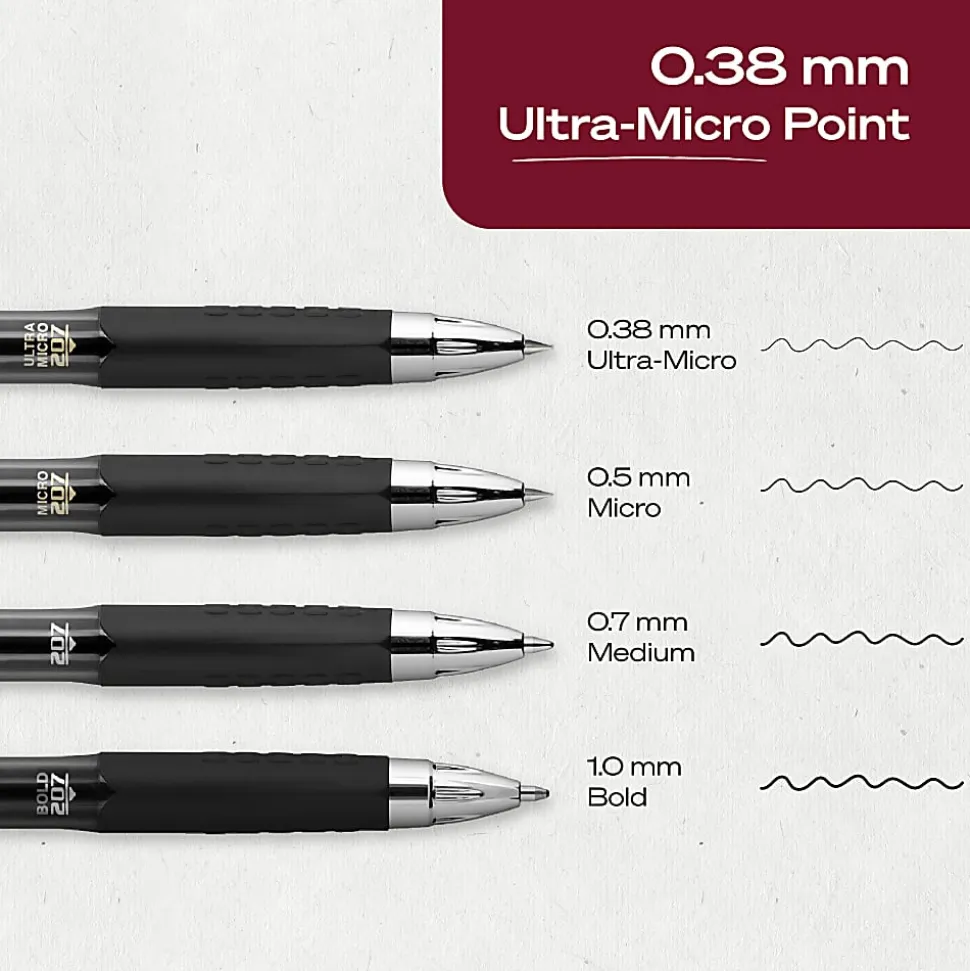 uniball™ 207 Retractable Gel Pens, 0.38mm Ultra Micro Point, Black Ink, 4 Count