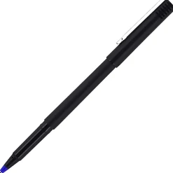 uni-ball® Rollerball™ Pens, Fine Point, 0.7 mm, 80% Recycled, Black Barrel, Blue Ink, Pack Of 12 Pens