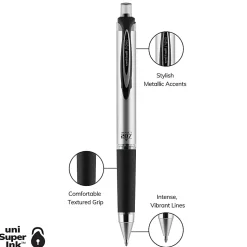 uni-ball® RT Gel Pens, 207™ Impact™, Bold Point, 1.0 mm, Gray Barrel, Black Ink, Pack Of 12