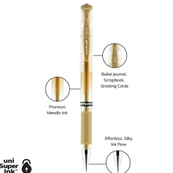Uni-Ball Signo Gel Impact Pens, Bold Point (1.0mm), Gold Metallic