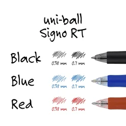 uni-ball® Signo Gel RT™ Retractable Pens, Medium Point, 0.7 mm, Silver Barrel, Red Ink, Pack Of 12 Pens