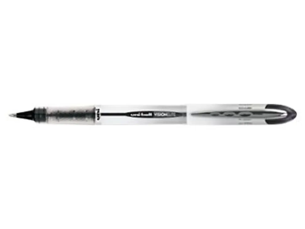 uni-ball® Vision™ Elite™ Liquid Ink Rollerball Pen, Bold Point, 0.8 mm, Silver Barrels, Blue/Black Ink