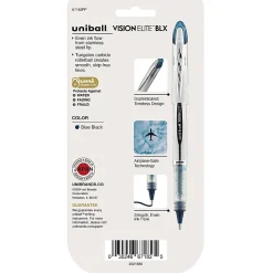 uni-ball® Vision™ Elite™ Liquid Ink Rollerball Pen, Bold Point, 0.8 mm, Silver Barrels, Blue/Black Ink