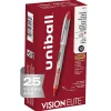 uni-ball® Vision™ Elite™ Liquid Ink Rollerball Pens, Bold Point, 0.8 mm, White Barrel, Red Ink, Pack Of 12