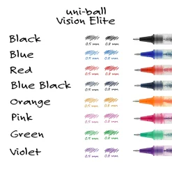 uni-ball® Vision™ Elite™ Liquid Ink Rollerball Pens, Bold Point, 0.8 mm, White Barrel, Red Ink, Pack Of 12