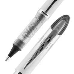 uni-ball® Vision™ Elite™ Liquid Ink Rollerball Pens, Bold Point, 0.8 mm, Silver Barrel, Black Ink, Pack Of 8