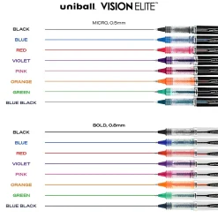 uni-ball® Vision™ Elite™ Liquid Ink Rollerball Pens, Bold Point, 0.8 mm, White Barrel, Black Ink, Pack Of 12