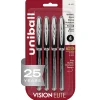 uni-ball® Vision™ Elite™ Liquid Ink Rollerball Pens, Microtip, 0.5 mm, Black Barrel, Black Ink, Pack Of 4