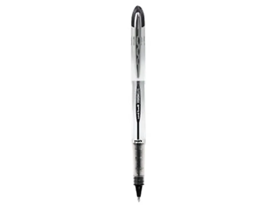 uni-ball® Vision™ Elite™ Liquid Ink Rollerball Pens, Microtip, 0.5 mm, Black Barrel, Black Ink, Pack Of 4