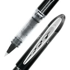 uni-ball® Vision™ Elite™ Liquid Ink Rollerball Pens, Microtip, 0.5 mm, Black Barrel, Black Ink, Pack Of 4