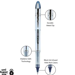 uni-ball® Vision™ Elite™ Liquid Ink Rollerball Pens, Bold Point, 0.8 mm, White Barrel, Blue/Black Ink, Pack Of 12