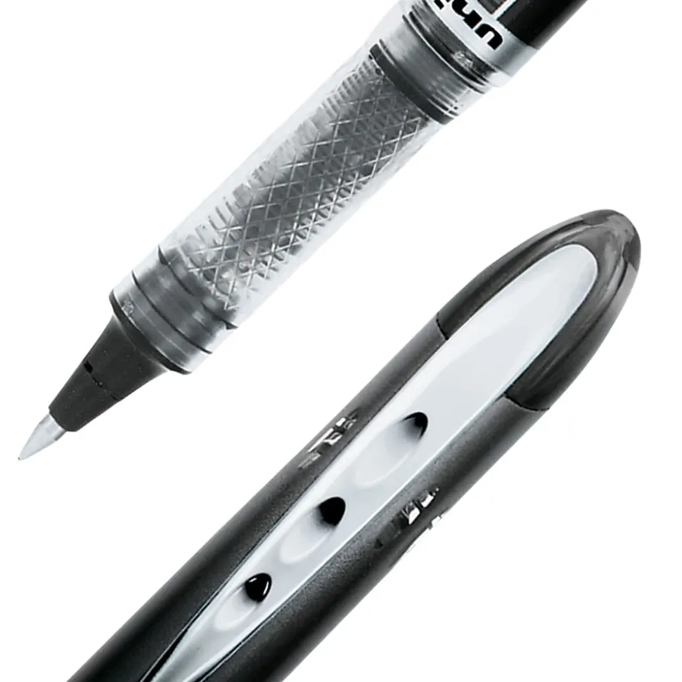 uni-ball® Vision™ Elite™ Liquid Ink Rollerball Pens, Micro Point, 0.5 mm, Black Barrel, Black Ink, Pack Of 12