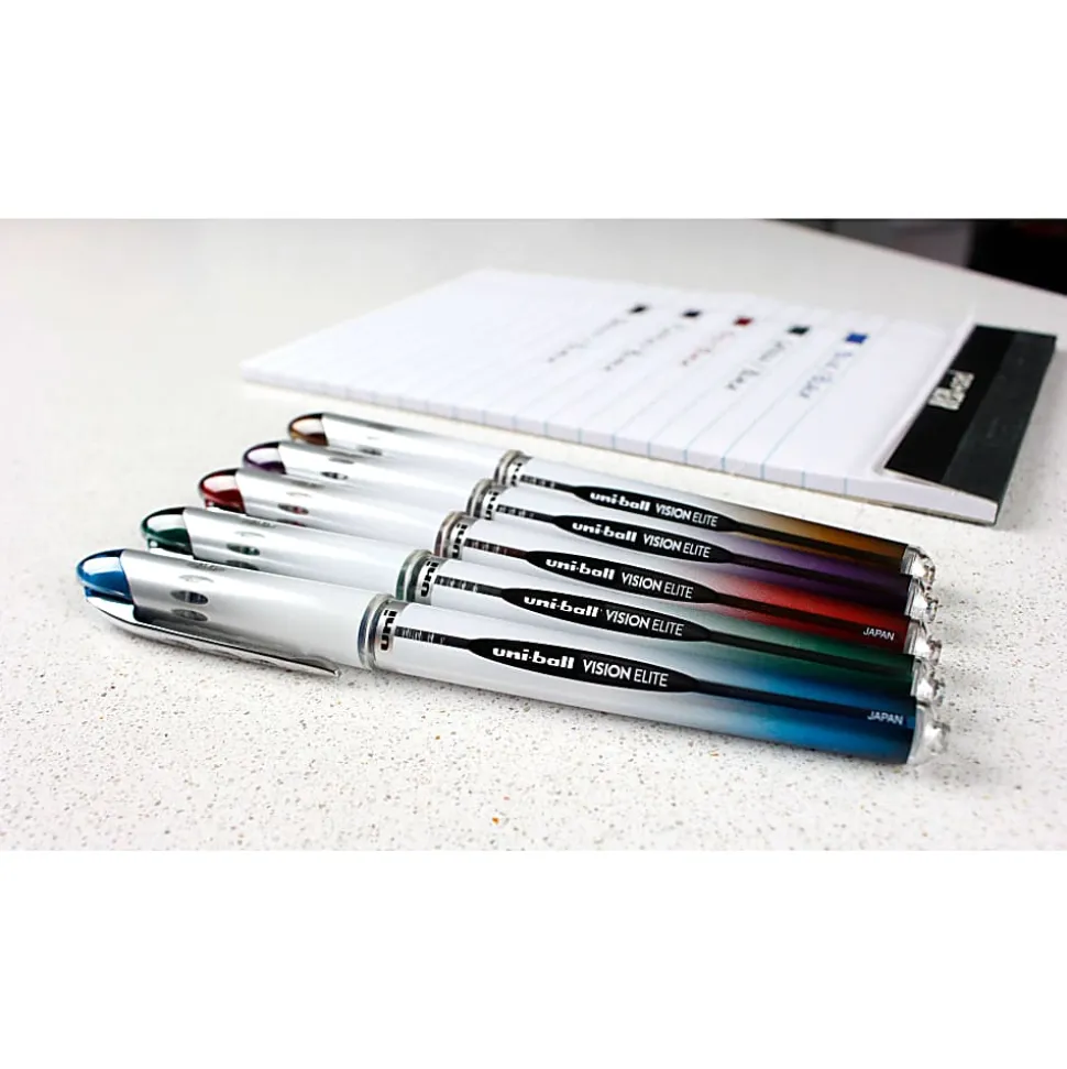 uni-ball® Vision™ Elite™ Rollerball Pen, Bold Point, 0.8 mm, White Barrel, Blue-Black Ink