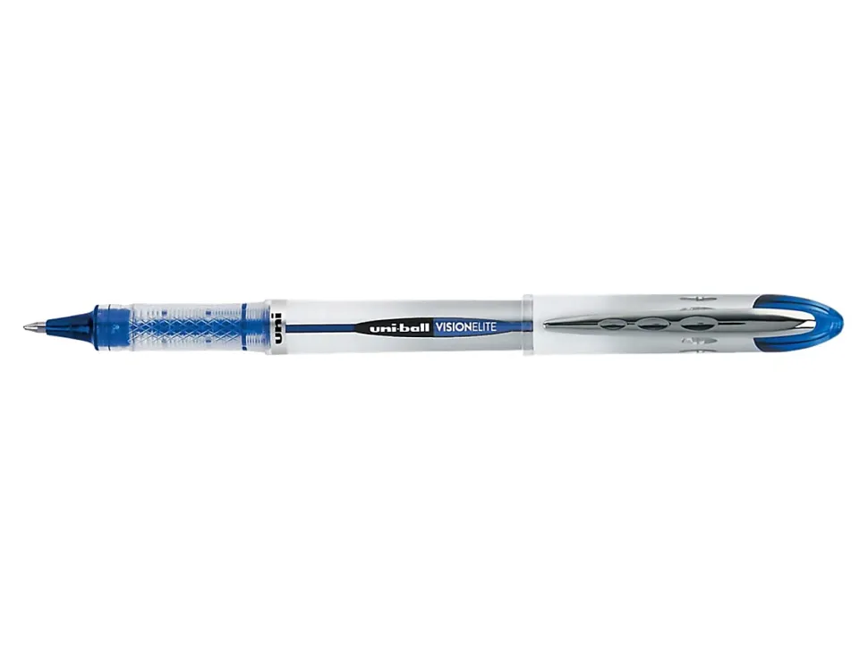 Uni-Ball Vision Elite Rollerball Pen, Bold Point, 0.8 mm, Light Gray Barrel, Blue Ink