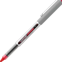 uni-ball® Vision™ Liquid Ink Rollerball Pen, Fine Point, 0.7 mm, Gray Barrel, Red Ink