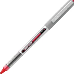 uni-ball® Vision™ Liquid Ink Rollerball Pen, Fine Point, 0.7 mm, Gray Barrel, Red Ink