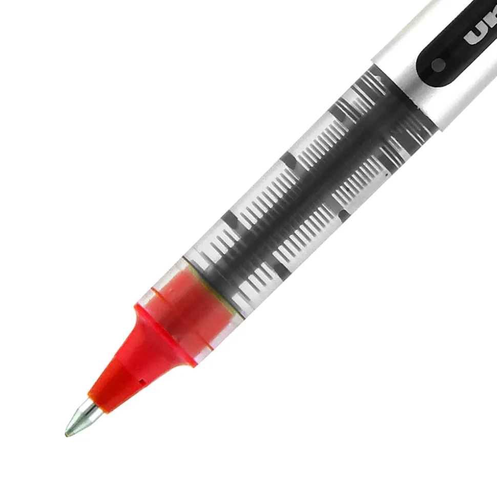 uni-ball® Vision™ Liquid Ink Rollerball Pen, Fine Point, 0.7 mm, Gray Barrel, Red Ink