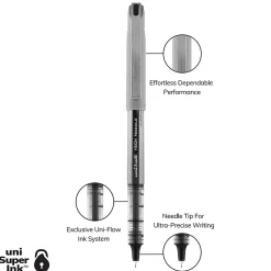uni-ball® Vision™ Liquid Ink Rollerball Pens, Needle/Fine Point, 0.7 mm, Gray Barrel, Assorted Ink Colors, Pack Of 8 Pens