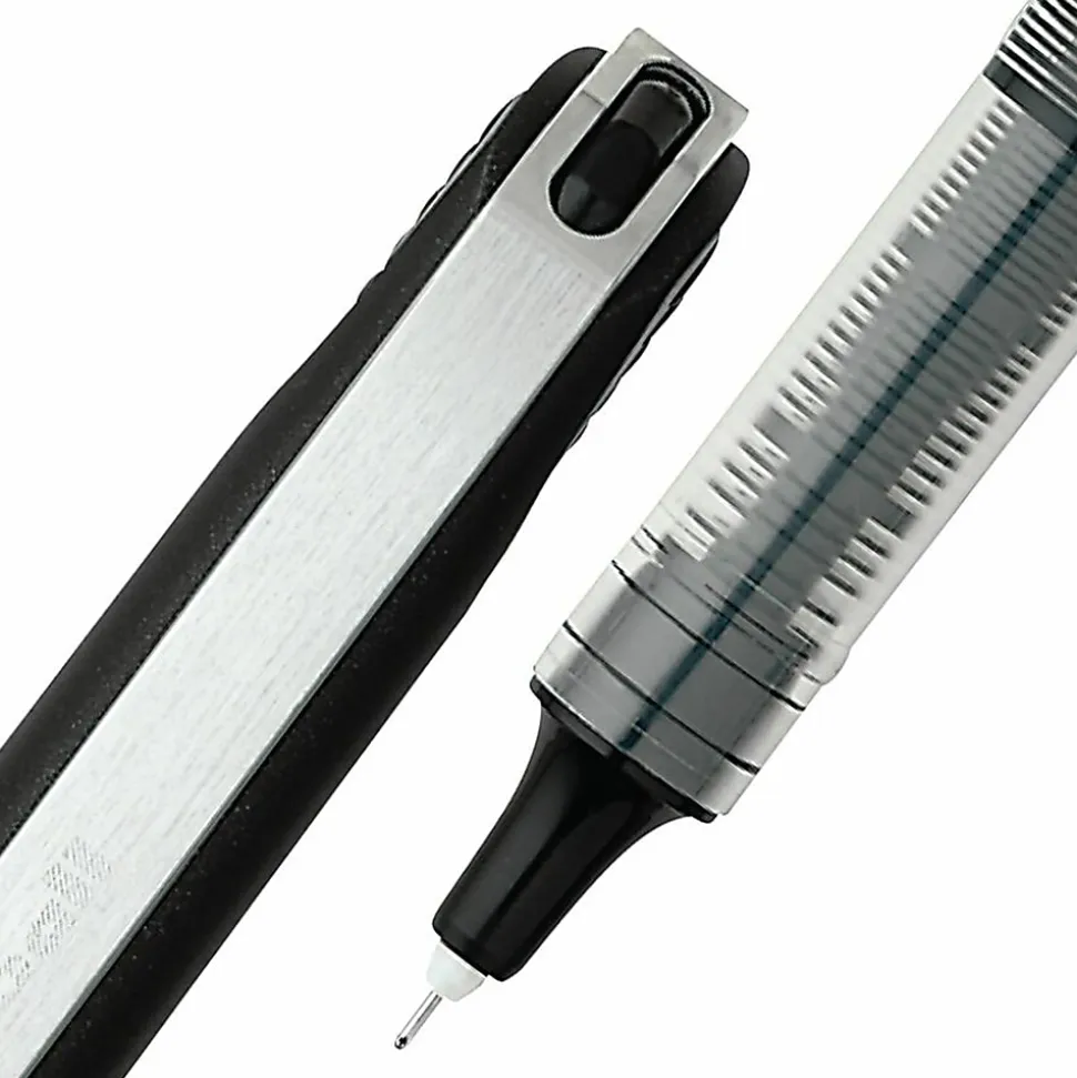 uni-ball® Vision™ Needle Liquid Ink Rollerball Pens, Micro Point, 0.5 mm, Black Barrel, Black Ink, Pack Of 12
