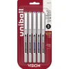 uni-ball® Vision™ Rollerball Pens, Fine Point, 0.7 mm, Gray Barrel, Assorted Ink Colors, Pack Of 5