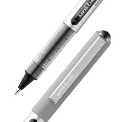 uni-ball® Vision™ Rollerball Pens, Fine Point, 0.7 mm, Gray Barrel, Black Ink, Pack Of 12