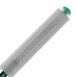 Uni-Ball Vision Rollerball Pens, Pack Of 12, Fine Point, 0.7 mm, Silver Barrel, Green Ink