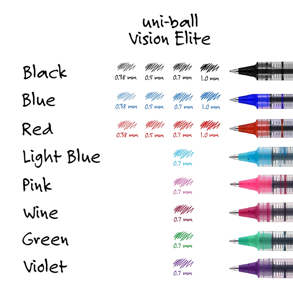uni-ball® Vision™ Rollerball Pens, Fine Point, 0.7 mm, Gray Barrel, Violet Ink, Pack Of 12