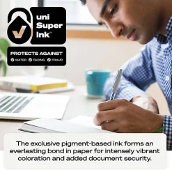uni-ball® Vision™ Rollerball Pens, Micro Point, 0.5 mm, Black Barrel, Black Ink, Pack Of 12