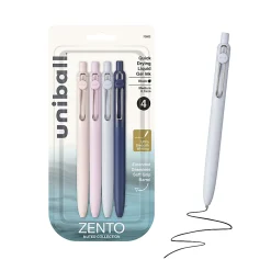 uniball™ Zento Retractable Liquid Gel Pens, 0.7mm Medium Point, Black Ink, Muted Barrel Colors, 4 Count