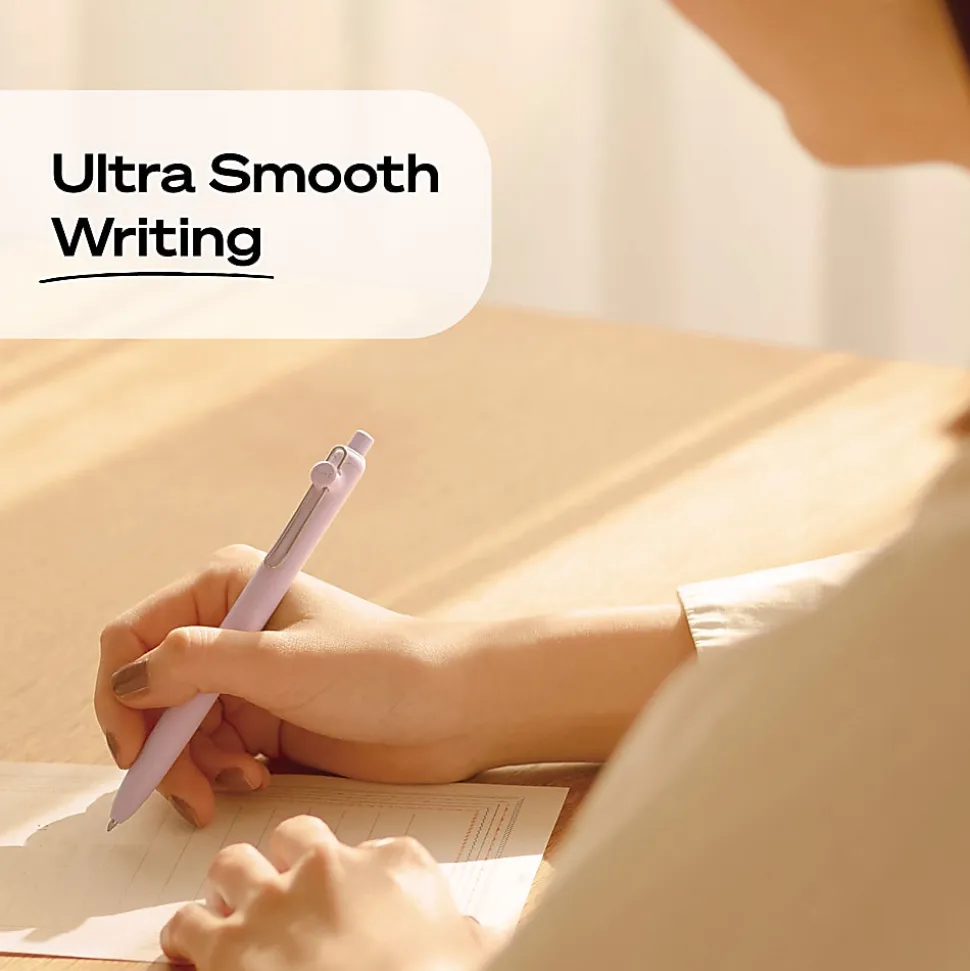 uniball™ Zento Retractable Liquid Gel Pens, 0.7mm Medium Point, Black Ink, Muted Barrel Colors, 4 Count