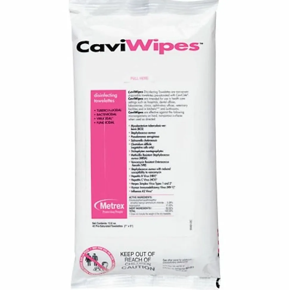 Unimed CaviWipes FlatPack Surface Disinfectant Wipes, Pack Of 45