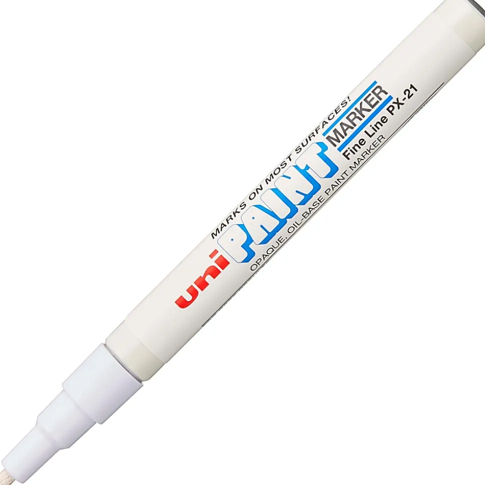 Uni-Paint® Markers, Fine Point, White, Pack Of 12