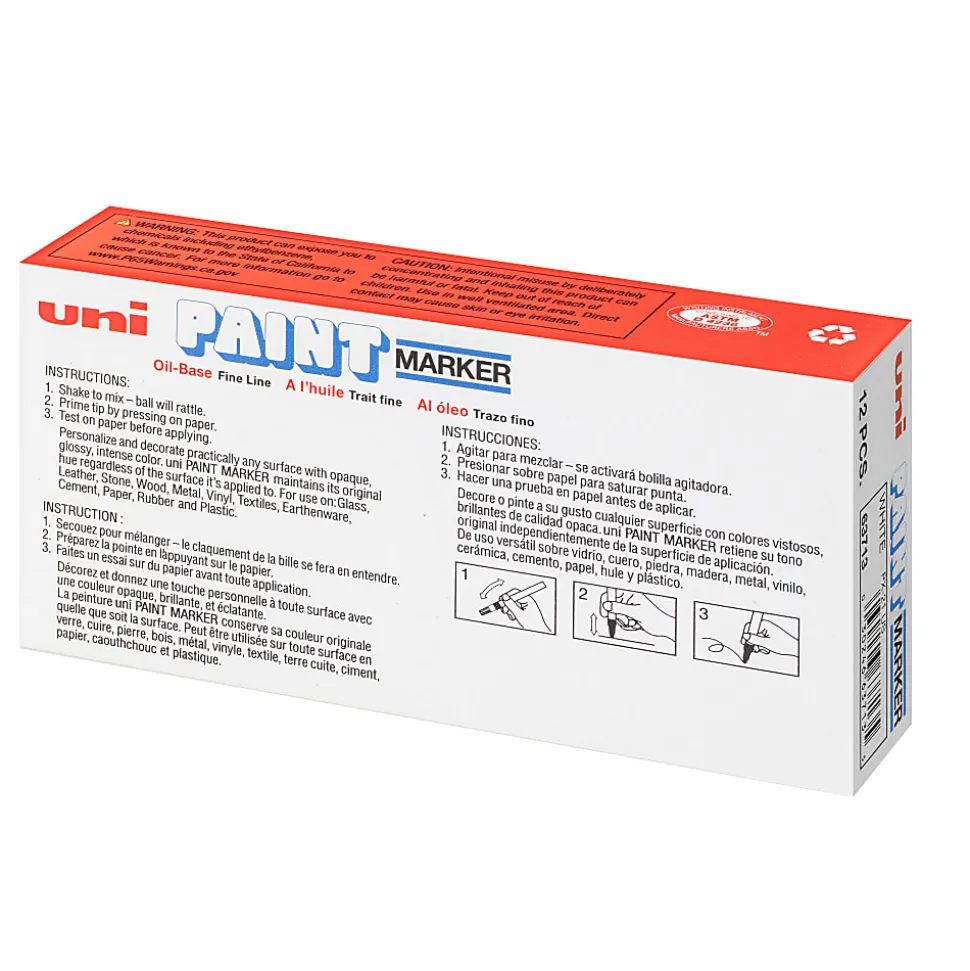 Uni-Paint® Markers, Fine Point, White, Pack Of 12