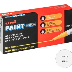 Uni-Paint® Markers, Fine Point, White, Pack Of 12